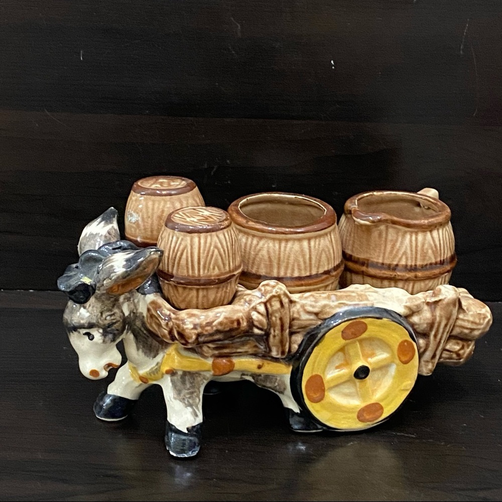 Vintage Porcelain Donkey S+P Condiment Set